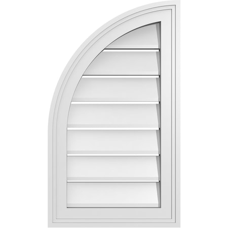 Ekena Millwork Quarter Round Top Left Surface Mount PVC Gable Vent w/ 2"W x 1-1/2"P Brickmould Frame, 14"W x 24"H GVPQL14X2402SF